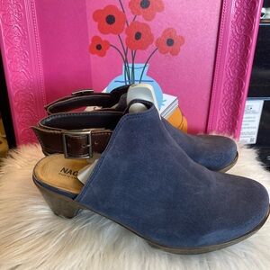 Naot Women's Blue Suede Clogs